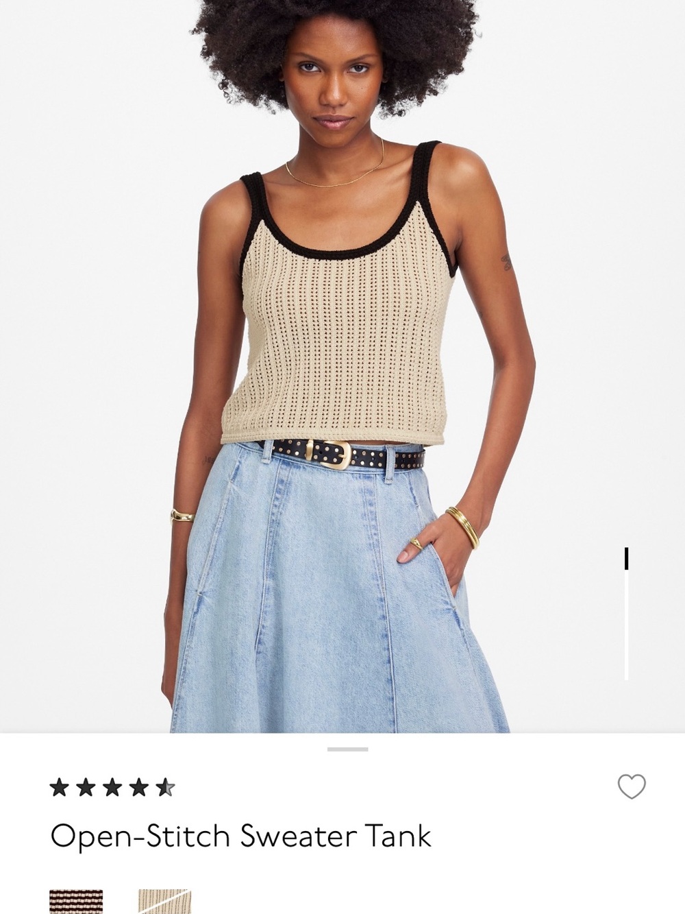 Open-Stitch Sweater Tank - Beige/Black